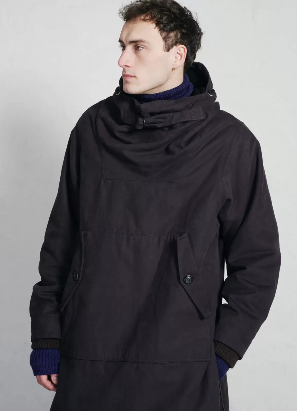 Outlet Roald | Long Double Zipper Anorak | Dark Navy Jacket & Coats