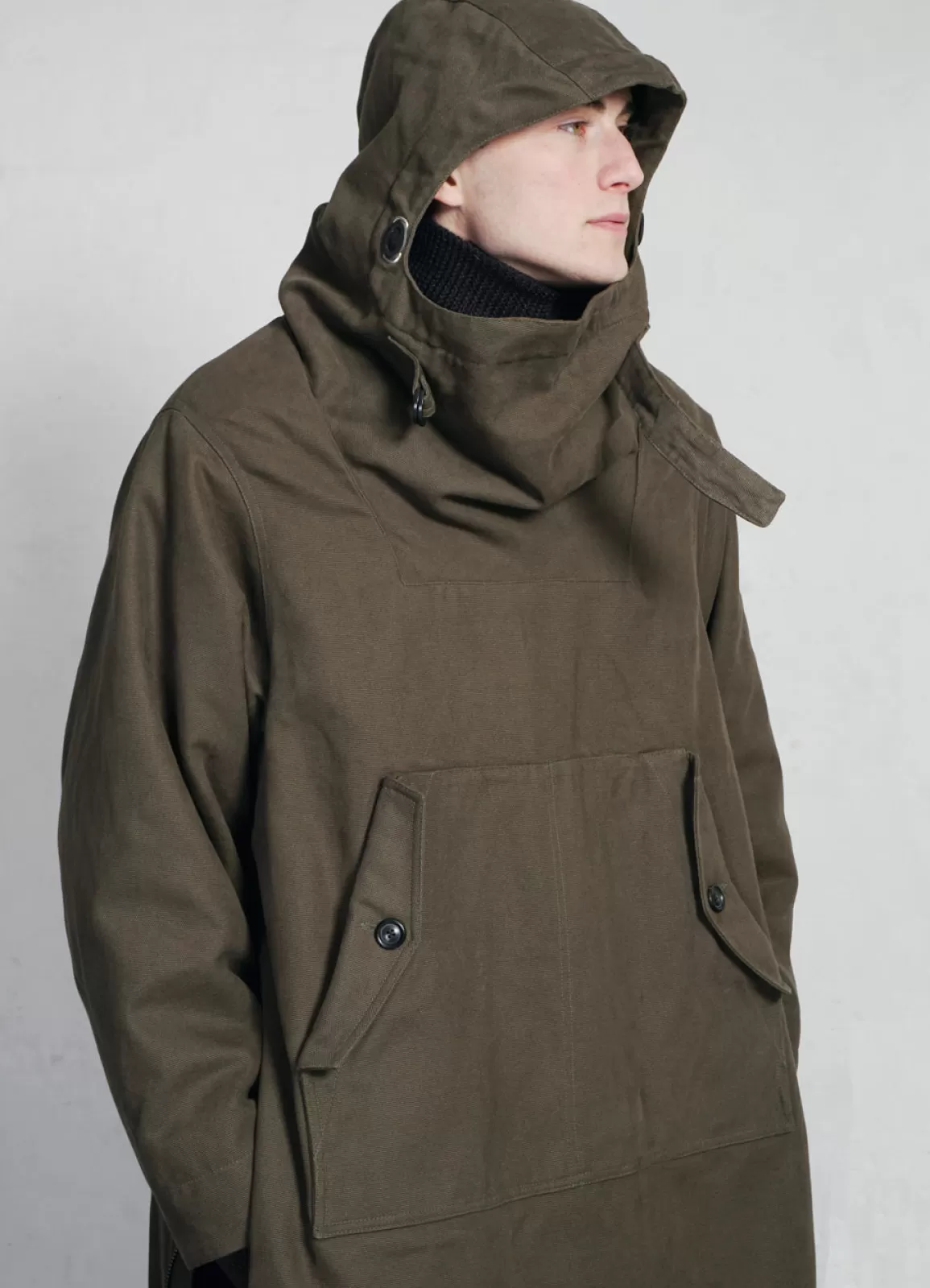 Sale Roald | Long Double Zipper Anorak | Olive Jacket & Coats