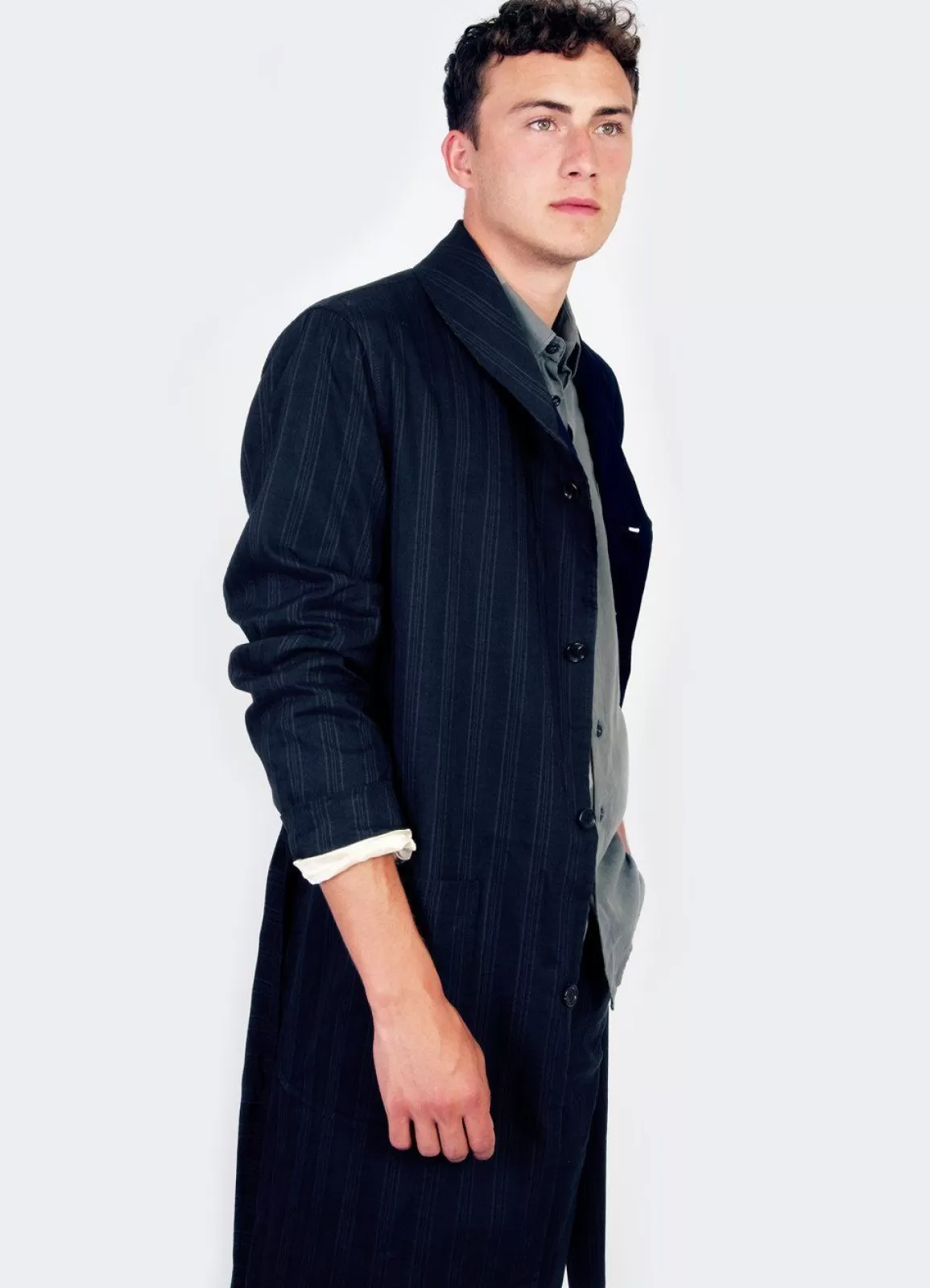 Store Rob | Shawl Collar Coat | Black Stripe Jacket & Coats