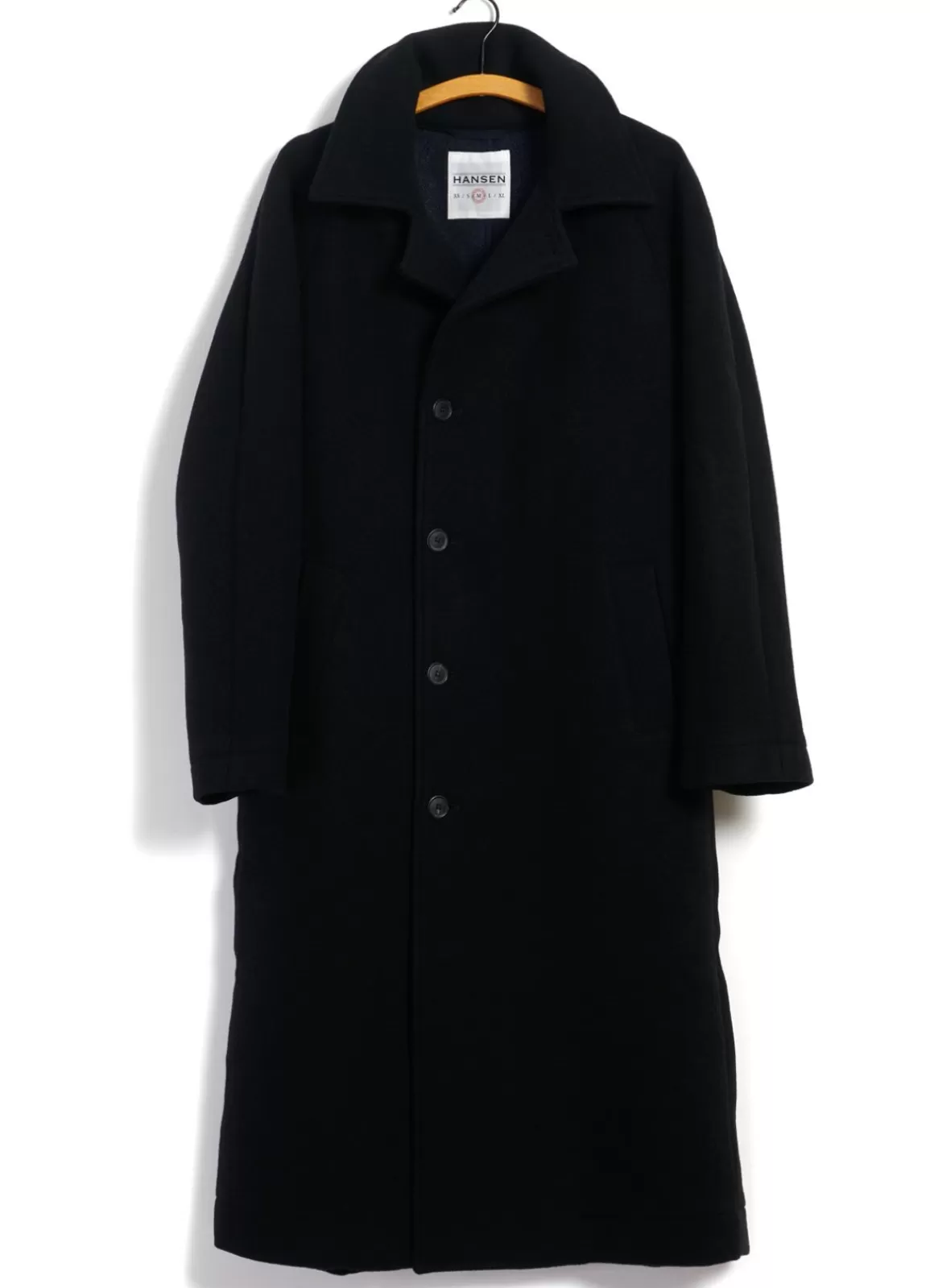 Outlet Sigfred | Long Double Face Wool Coat | Black Jacket & Coats