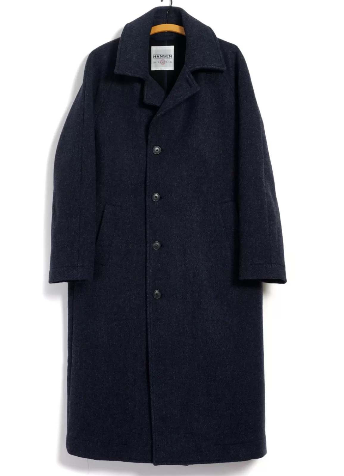 Outlet Sigfred | Long Double Face Wool Coat | Blue Herringbone Jacket & Coats