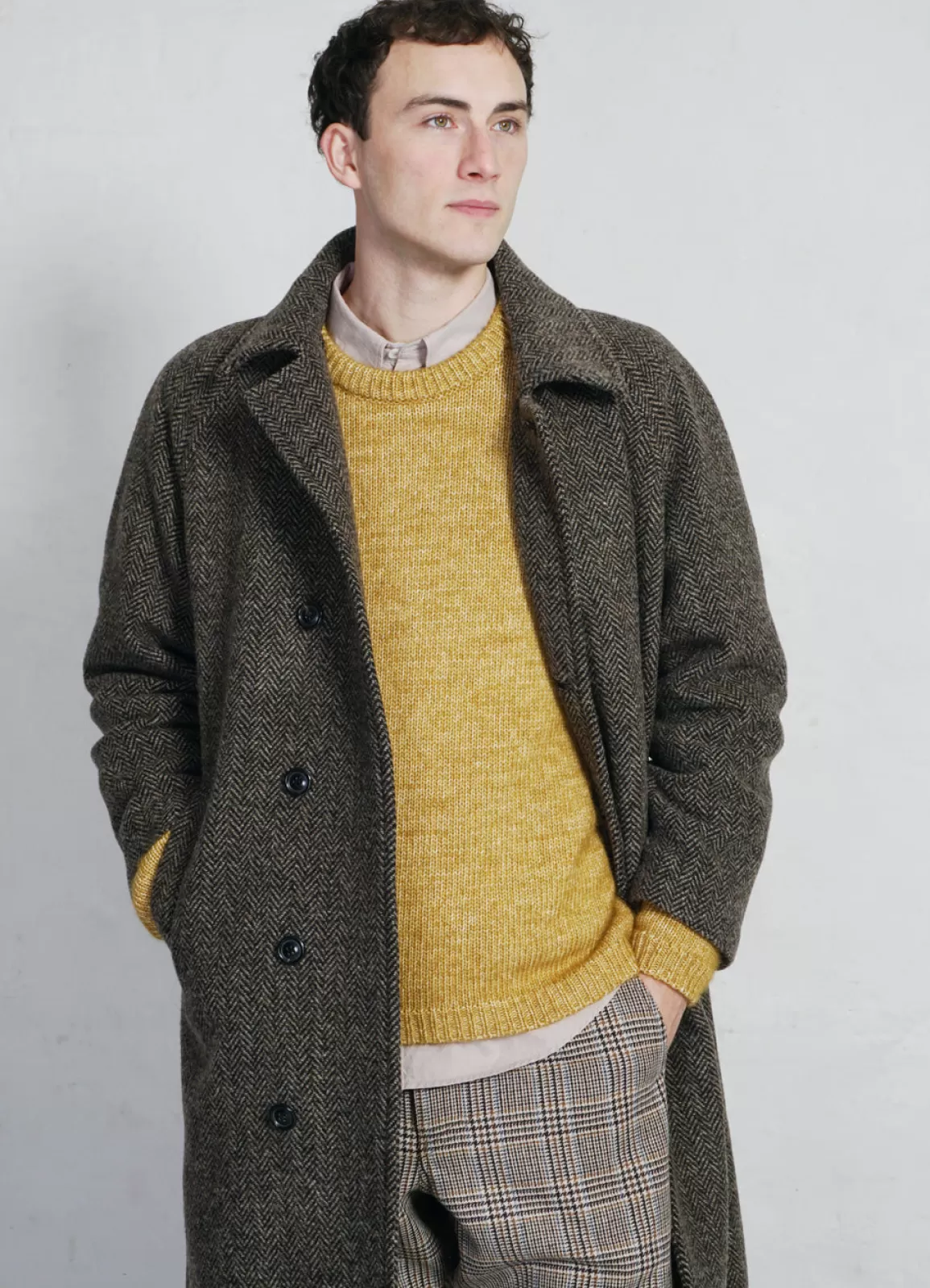 Store Sigurd | Long Lined Wool Coat | Brown Tweed Jacket & Coats