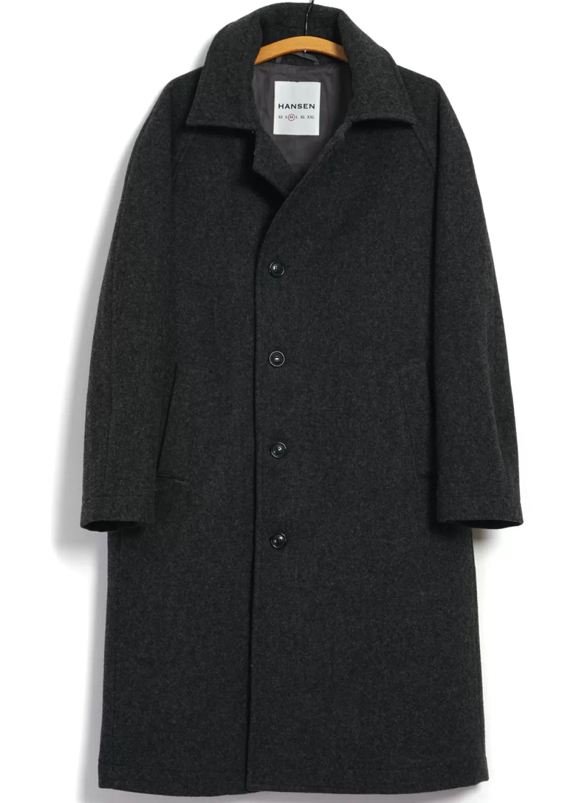 Shop Sigurd | Long Lined Wool Coat | Grey Melange Jacket & Coats