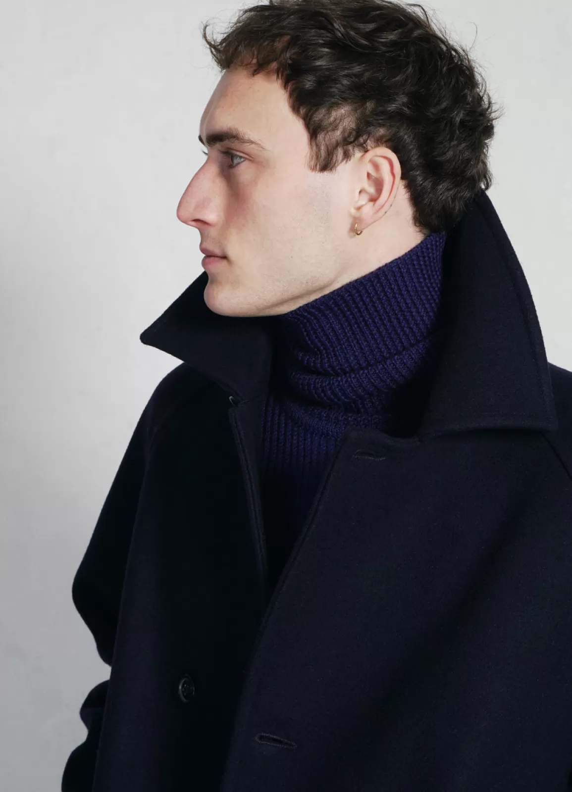 Discount Sigurd | Long Lined Wool Coat | Solid Blue Jacket & Coats