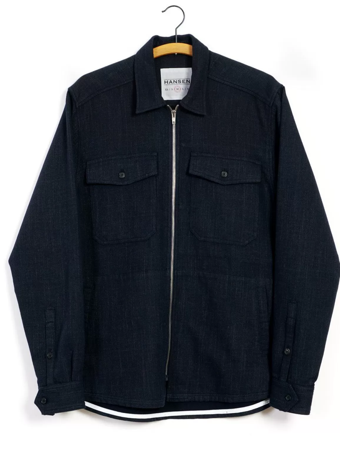 Online Sigve | Zipper Front Over Shirt | Navy Melange Shirts