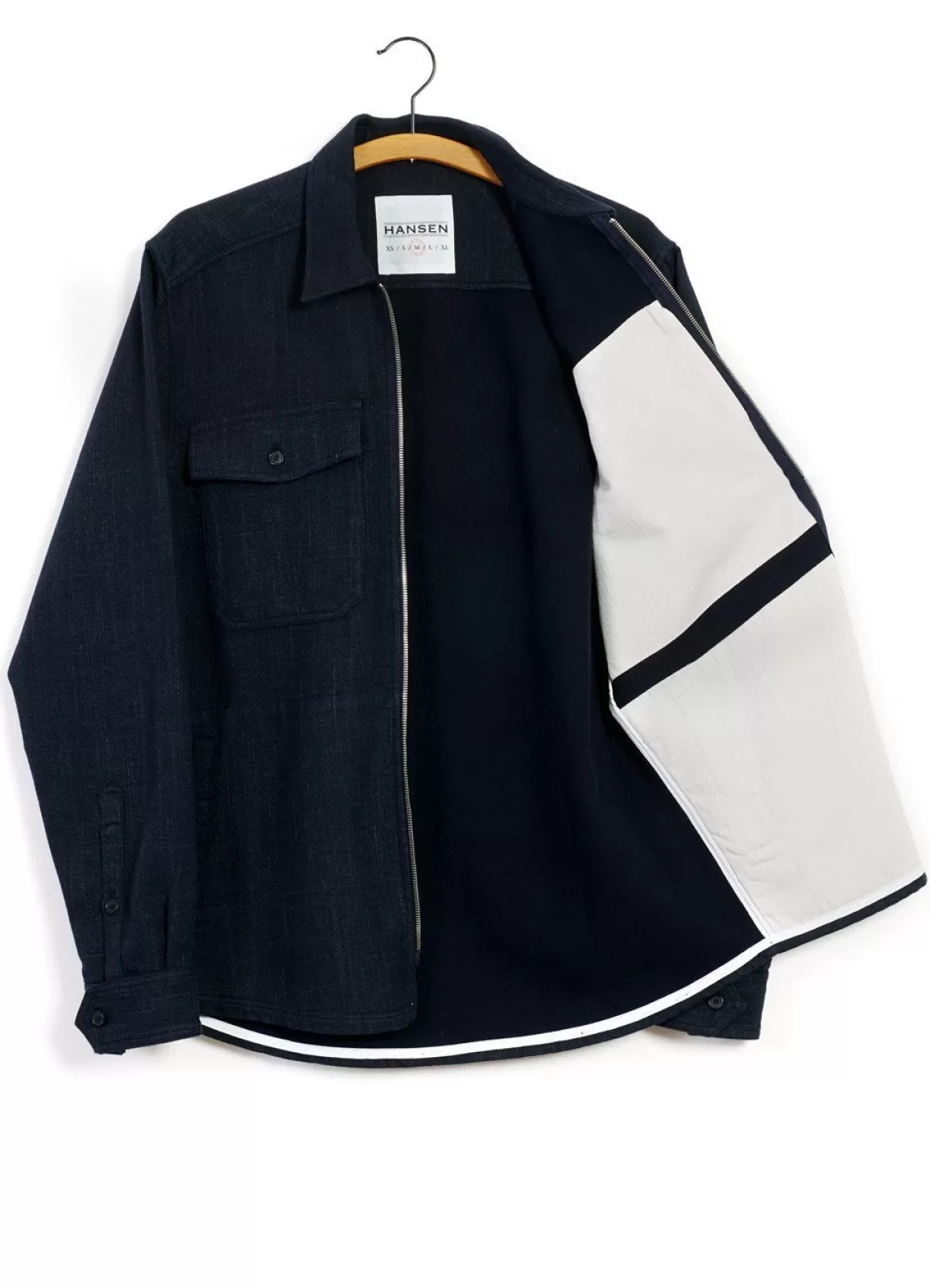 Online Sigve | Zipper Front Over Shirt | Navy Melange Shirts