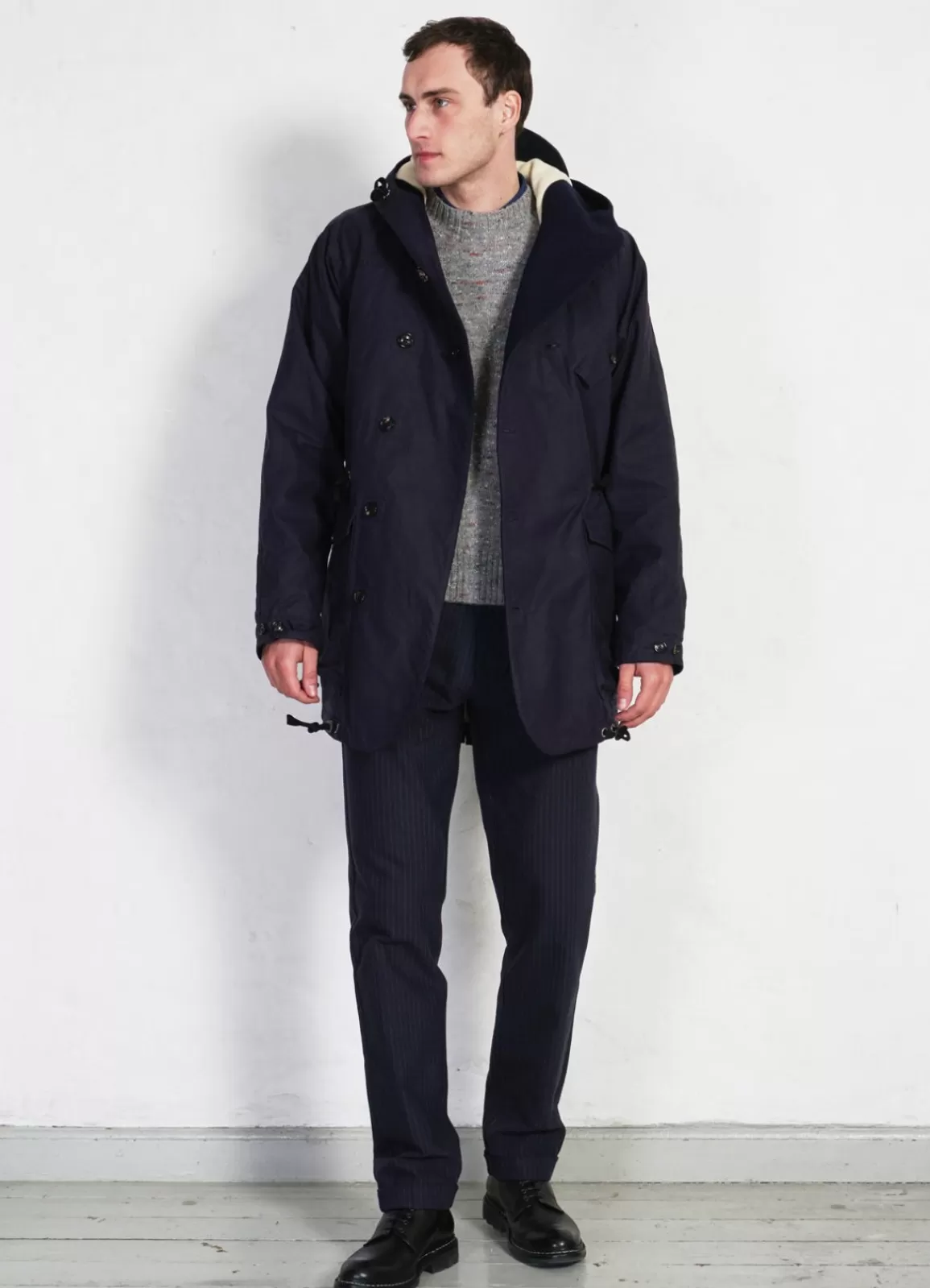 Online Storm | Hooded Waxed Cotton Parka | Deep Navy Jacket & Coats