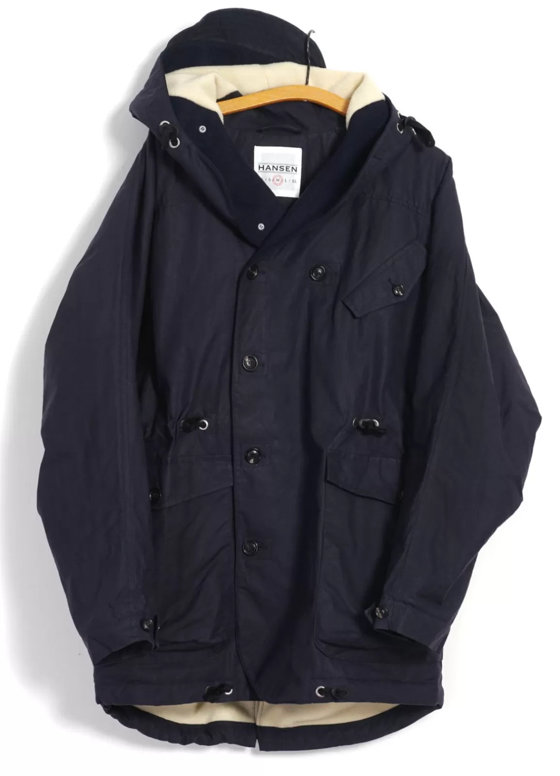 Online Storm | Hooded Waxed Cotton Parka | Deep Navy Jacket & Coats