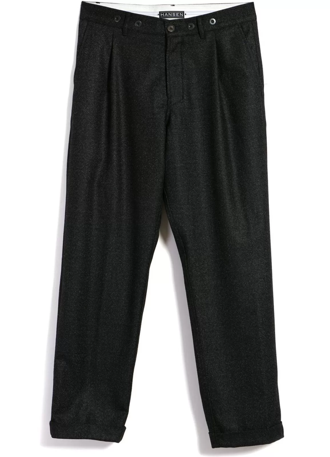 Best Sune | Pleated Wide Cut Trousers | Black Marble Suiting