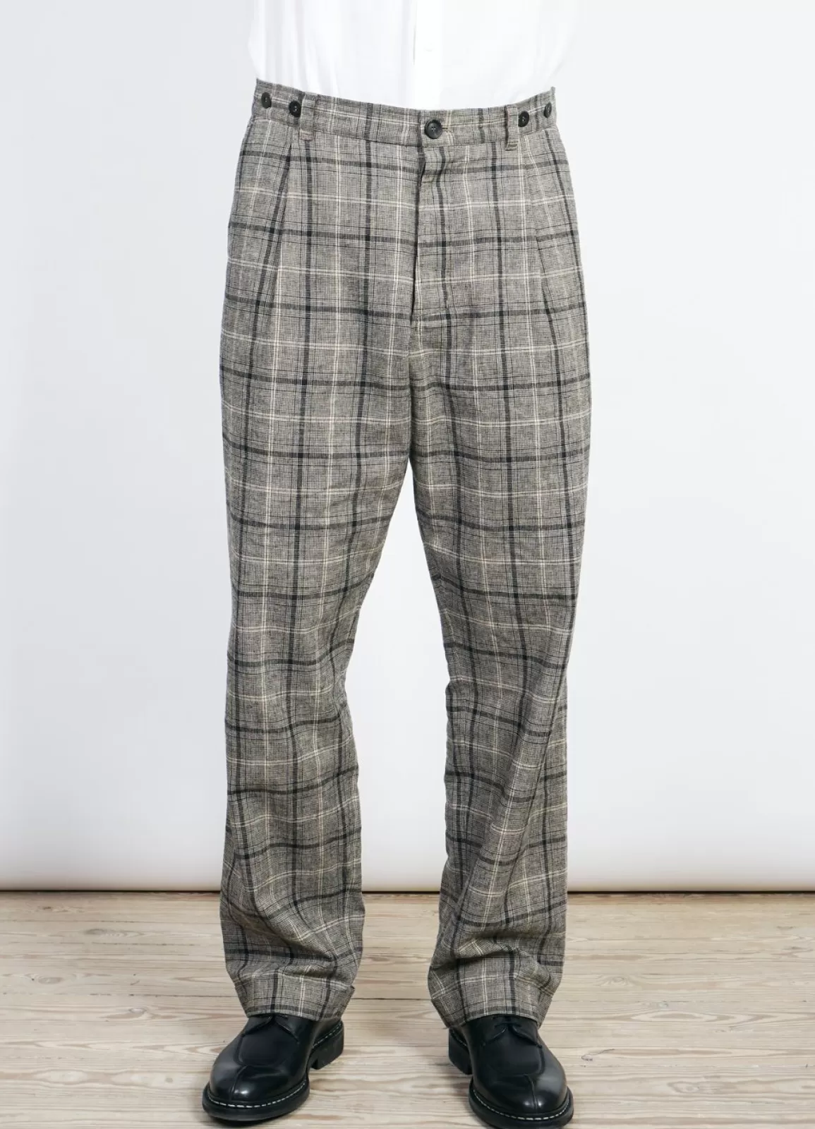 Discount Sune | Pleated Wide Cut Trousers | Check 1 Suiting