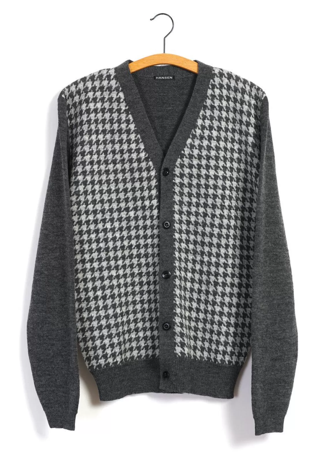 Shop Thomas | Hounds Tooth Cardigan | Grey Hound Knitwear