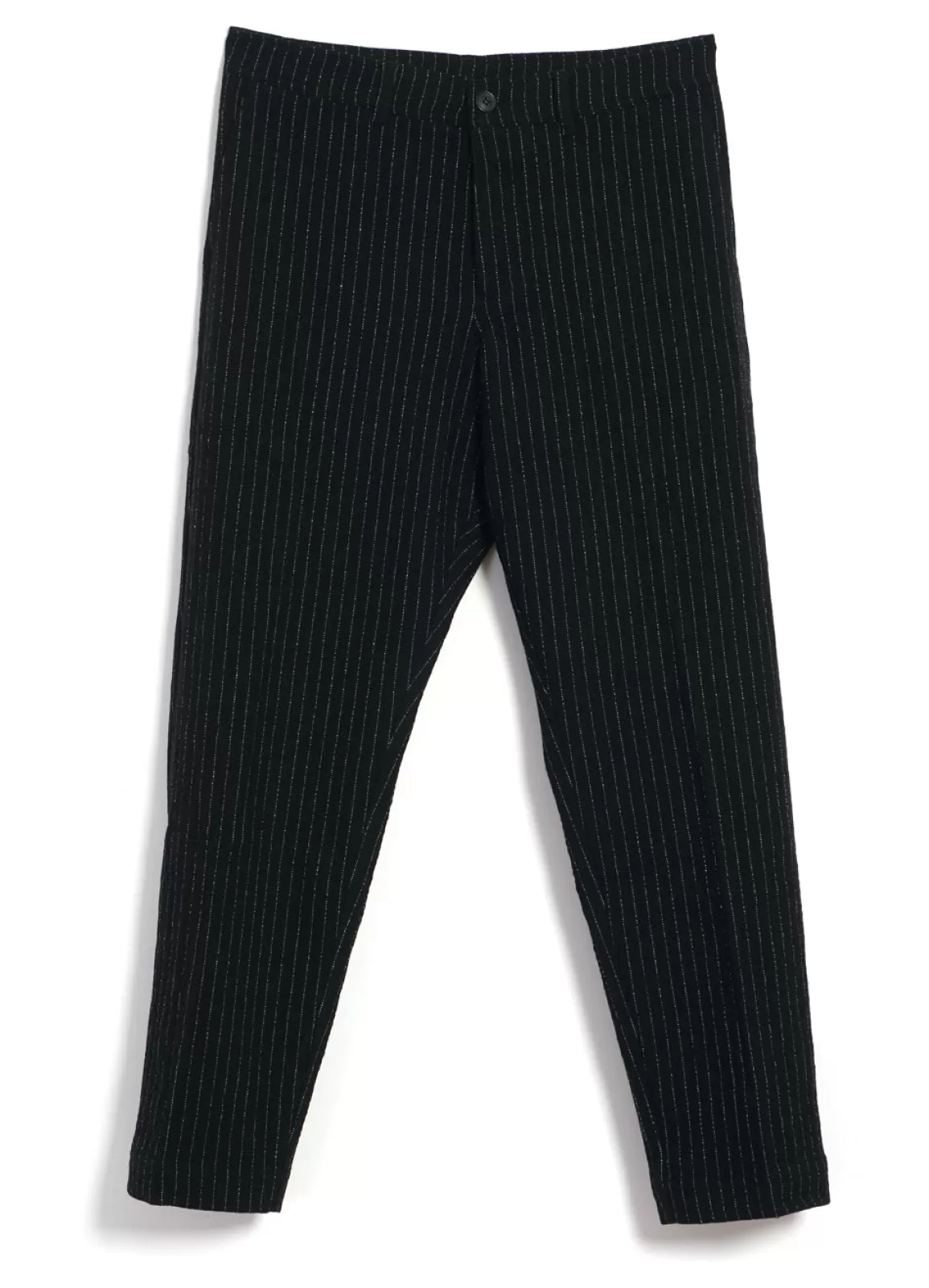 Clearance Tyge | Wide Cut Cropped Trousers | Big Pin Black Trousers