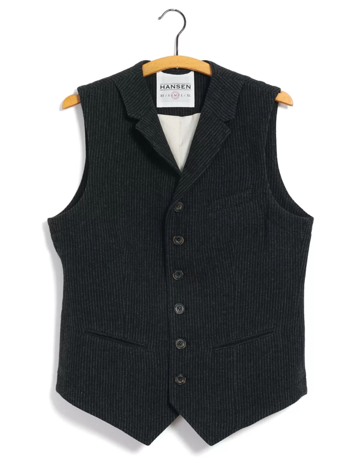 Outlet William | Lapel Waistcoat | Black Wool Pin Waistcoats