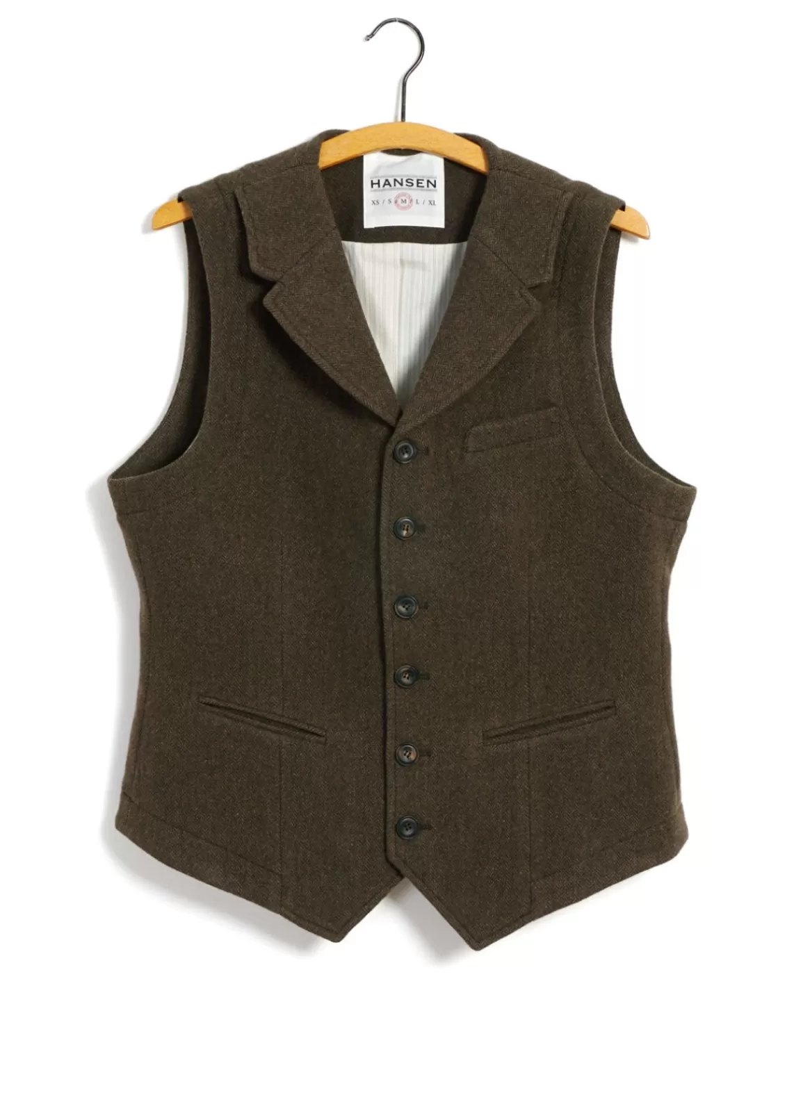 Outlet William | Lapel Waistcoat | Brown Herringbone Waistcoats