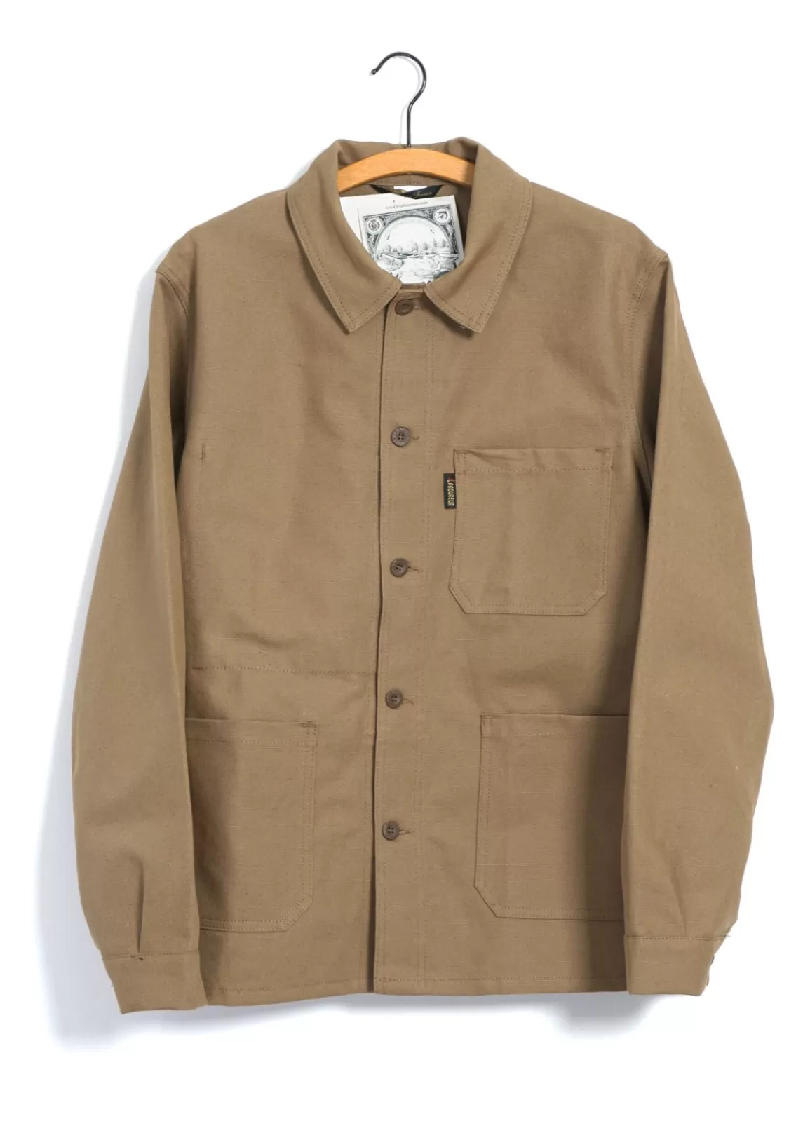 Discount Work Jacket | Linen/Cotton Blend | Light Brown Jacket & Coats